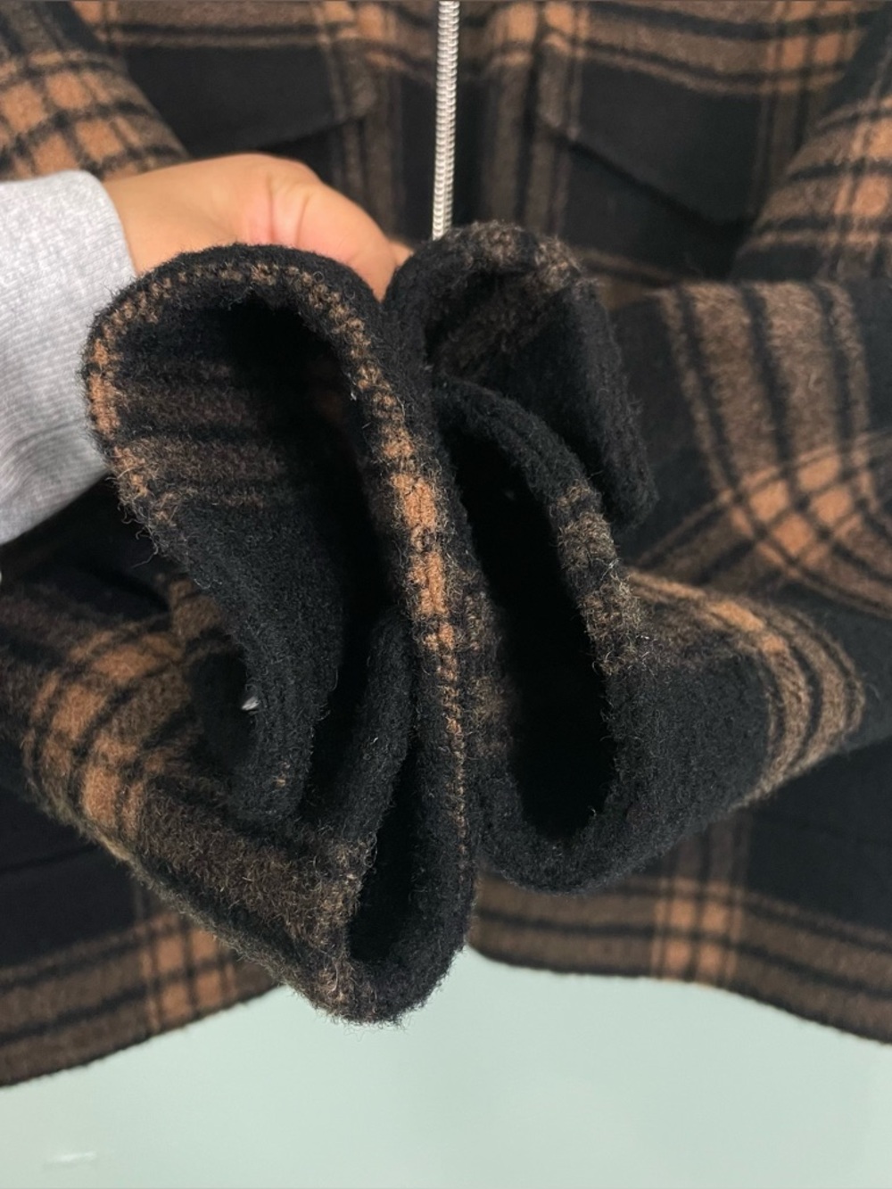 Rails Cheyenne‎ Jacket Came Jet Black Tan Brown Women Small Wool Blend Zip Up - Picture 3 of 11